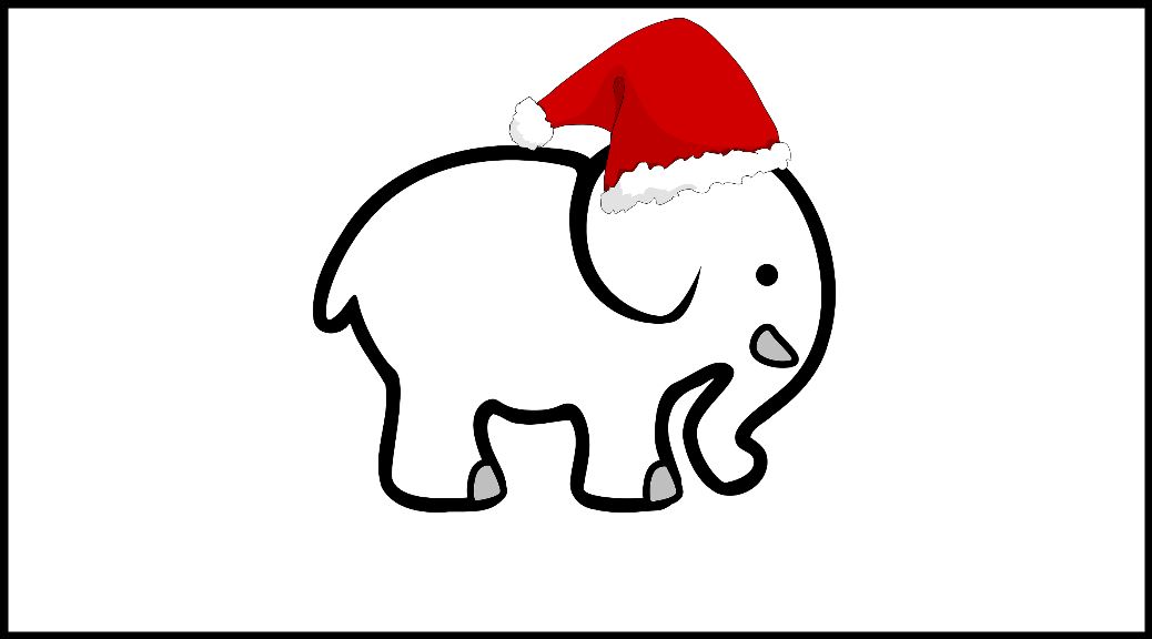 White Elephant with Santa Hat